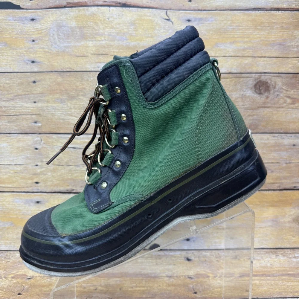 Orvis Wading‎ Boots Mens 9 Green Canvas Felt Sole Fly  display picture 3
